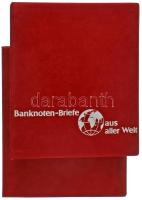 "Banknoten Briefe aus aller Welt" piros, plüssborítású, négygyűrűs album 35db, osztás nélküli berakólappal, tokkal. Használt, jó állapotban.