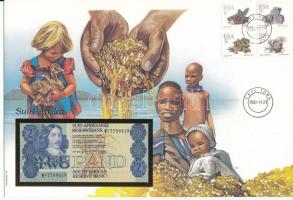 Dél-Afrika DN (1990) 2R felbélyegzett borítékban, bélyegzéssel T:UNC South-Afrika ND (1990) 2 Rand in envelope with stamp and cancellation C:UNC