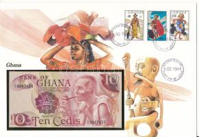 Ghána 1978. 10C felbélyegzett borítékban, bélyegzéssel T:UNC Ghana 1978. 10 Cedis in envelope with stamp and cancellation C:UNC