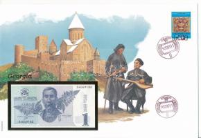 Grúzia 1995. 1L felbélyegzett borítékban, bélyegzéssel T:UNC Georgia 1995. 1 Lari in envelope with stamp and cancellation C:UNC