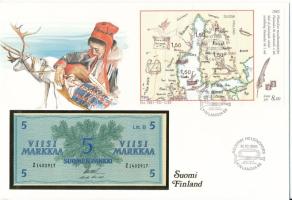 Finnország 1963. 5M felbélyegzett borítékban, bélyegzéssel, német nyelvű leírással T:UNC Finland 196...