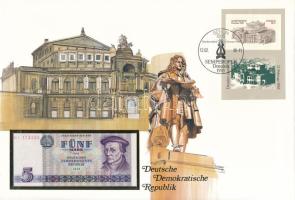 NDK 1975. 5M felbélyegzett borítékban, bélyegzéssel T:UNC GDR 1975. 5 Mark in envelope with stamp and cancellation C:UNC