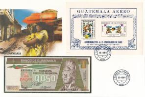 Guatemala 1988. 50c felbélyegzett borítékban, bélyegzéssel T:UNC Guatemala 1988. 50 Centavos in envelope with stamp and cancellation C:UNC