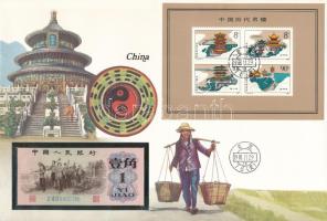 Kína 1962. 1j felbélyegzett borítékban, bélyegzéssel T:UNC China 1962. 1 Jiao in envelope with stamp and cancellation C:UNC