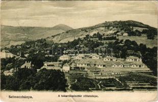 1914 Selmecbánya, Schemnitz, Banksá Stiavnica; A takarékpénztár villatelepe, látkép, nyaralók. Joerges kiadása / villas, general view (szakadások / tears)