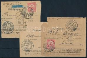 1909-1914 3 klf számú távirati díjnyugta / Telegram receipt s