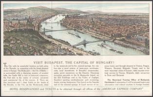 cca 1930 Budapest idegenforgalmi kihajtható reklám kiadvány képekkel litografált látképpel jó állapo...