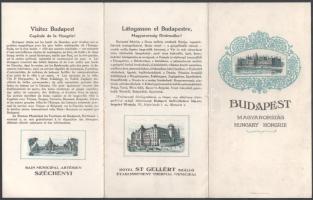 cca 1930 Budapest idegenforgalmi kihajtható reklám kiadvány képekkel litografált látképpel jó állapo...