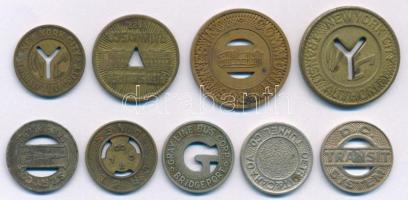 Amerikai Egyesült Államok DN "Good for one fare" közlekedési zsetonok (9xklf) mindegyik kü...