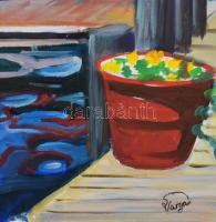 Varga jelzéssel: Kikötő. Olaj, vászon. 46x61 cm