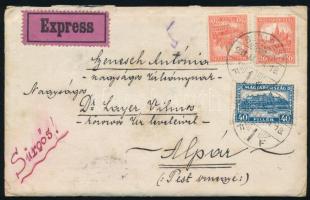 1931 Expressz levél tartalommal "BUDAPEST" - "ALPÁR"