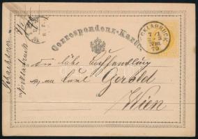 1870 2kr díjjegyes levelezőlap "WOECKLABRUCK"