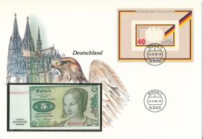 NSZK 1980. 5M bankjegyes felbélyegzett boríték, bélyegzéssel T:UNC FRG 1980. 5 Mark banknote envelope with stamp, cancellation C:UNC