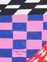 Sugár Gábor (1976-): Sáv. Akril, vászon, jelzett, hátoldalán autográf felirattal és a művész bélyegz...