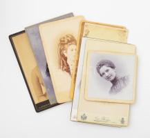 cca 1860-1910 Férfi és női portrék, 8 db keményhátú fotó, klf. műtermekből, 6,5x6,5 cm és 11x6,5 cm között