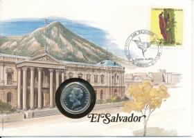 El Salvador 1977. 10c Ni-sárgaréz "Francisco Morazan" felbélyegzett borítékban, bélyegzéssel T:UNC El Salvador 1977. 10 Centavos Ni-brass "Francisco Morazan" in envelope with stamp and cancellation C:UNC