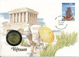 Vietnám 1974. 10D felbélyegzett borítékban, bélyegzéssel T:UNC Vietnam 1974. 10 Dong in envelope with stamp and cancellation C:UNC