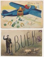 5 db RÉGI magyar újévi üdvözlő képeslap vegyes minőségben / 5 pre-1945 Hungarian New Year greeting p...