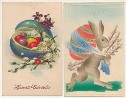 5 db RÉGI húsvéti üdvözlőlap / 5 pre-1945 Easter greeting art postcards