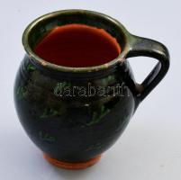Alföldi tejfölös edény, jelzett, mázkopással, m: 11 cm