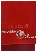 "Münz Briefe aus aller Welt" piros, plüssborítású, négygyűrűs album tokban, 20db kettesosztású berakólappal. Jó állapotban
