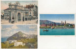 12 db RÉGI külföldi város képeslap, közte 2 modern / 10 pre-1945 foreign town postcards, with 2 mode...