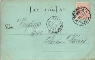 1898 (Vorläufer) Kolozsvár, Cluj; városi vasút, gőzmozdony, vonat, Európa kávéház, Gergely Ferenc, K...