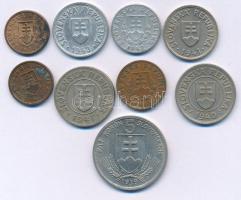 Szlovákia 1939-1943. 10h-5K (9xklf) T:AU-VF patina Slovakia 1939-1943. 10 Halierov - 5 Korún (9xdiff) C:AU-VF patina