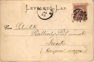 1900 Nagykőrös, részlet a Vasút utcából, Glücksman Herman üzlete. Geszner Jenő kiadása (EM)