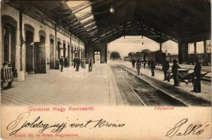 1905 Nagykanizsa, pályaudvar, vasútállomás, gőzmozdony (EK)