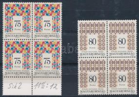 1996 Népművészet IV. 75Ft + 80Ft négyestömb sihl papíron, 11 1/2 : 12 fogazással (72.000)