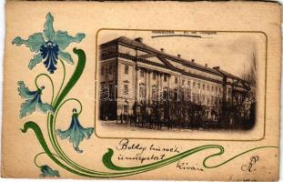 1901 Debrecen, református kollégium, szecessziós aranyozott keretben. Emb, floral