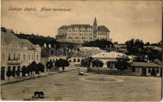 1913 Léva, Levice; Állami tanítóképző, Knapf Dávid üzlete / teachers' training school (fl)