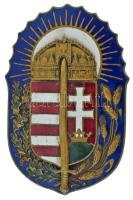 1920. "Vitézi Jelvény" zománcozott bronz jelvény, bronz kard rátéttel, hátlapon ferde rögzítőpántokkal, beleütött "JEROUSCHEK" gyártói jelzéssel (56x37mm) T:XF,VF laza rögzítés, apró zománchibák Hungary 1920. "Badge of the Order of Vitéz" enamelled bronze badge, with bronze sword overlay, with oblique bands on the back, with "JEROUSCHEK" maker's mark (56x37mm) C:XF.VF loose fixation, tiny enamel errors NMK 334.