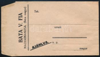 Magyarkanizsa, Bata V. Fia papírtasak, 8,5x13 cm