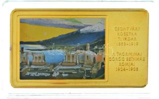 2014. "A magyar festészet remekművei / Csontváry Kosztka Tivadar 1853-1919. - A taorminai görög színház romjai 1904-1905." aranyozott, multicolor Cu emlékérem (35x60mm) T:PP