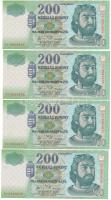 2007. 200Ft (4x) sorszámkövetők "FC" T:UNC,AU