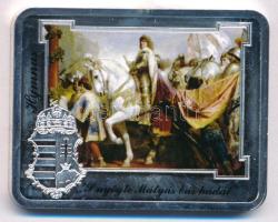 DN "A Himnusz emlékérmeken - 3. versszak" ezüstözött, multicolor rézötvözet emlékérem kapszulában, tanúsítvánnyal (36x46mm) T:PP patina