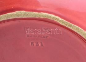 cca 1900 Fischer Emil lámpatest, vázából átalakítva, jelzett, szájánál átalakított, m: 30 cm