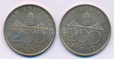 1994. 200Ft Ag "Deák" (2x) T:AU,XF patina Adamo F13.1
