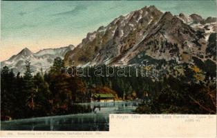 Tátra, Magas-Tátra, Vysoké Tatry; Poprádi-tó. Franz Pietschmann No. 932./1902. / Popper-See, Kopki, Tatra-Spitze / lake, mountains