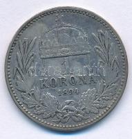 1894KB 1K Ag "Ferenc József" T:VF,F patina Adamo K5