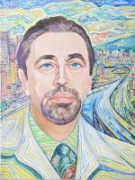 B. Hajdu László (1926-1998): Nicolas Cage portréja, olaj, vászon, jelzett, 80x60 cm