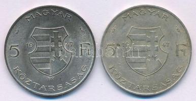 1947. 5Ft Ag "Kossuth" (2x) T:XF,VF patina Adamo F8.1
