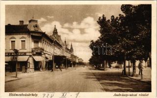 1928 Hódmezővásárhely, Andrássy utca, Vadász drogéria, üzletek (EK)