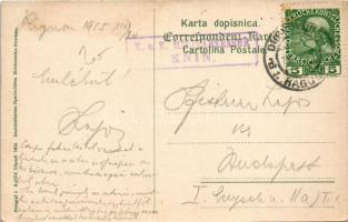 1915 Dubrovnik, Ragusa; Stradun. I. Kulisic / utca / street view + "K.u.K. Militärzensur Knin&q...