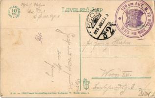 1916 Dombóvár, Római katolikus templom, piac. Vasúti levelezőlapárusítás 17. sz. 1915. + "120 c...