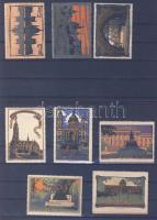 8 db litho levélzáró Budapest, 2 stecklapon