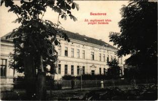 1910 Beszterce, Bistritz, Bistrita; Állami segélyezett közs. polgári fiúiskola. Bartha Mária kiadása / boys' school (Rb)