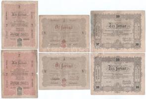 1848. 1Ft "Kossuth bankó" + 2Ft "Kossuth bankó" (2db) + 1848. 5Ft "Kossuth ...